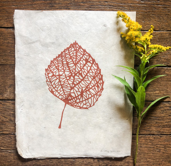 Leaf Skeleton  Original Linocut Print