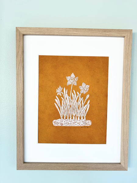Daffodils Original Linocut Print