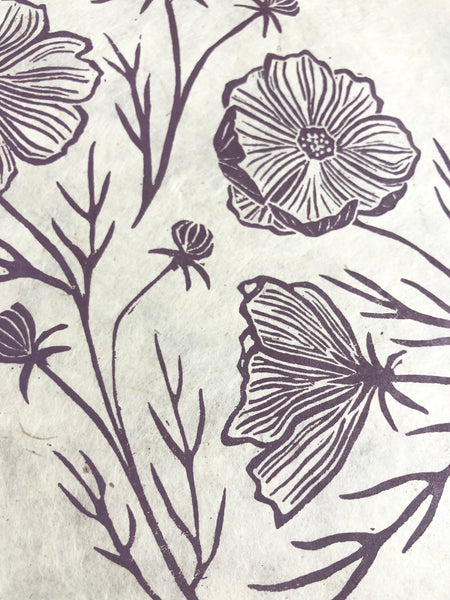 Cosmos Original Linocut Print
