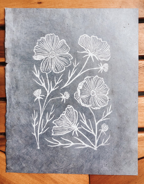 Cosmos Original Linocut Print