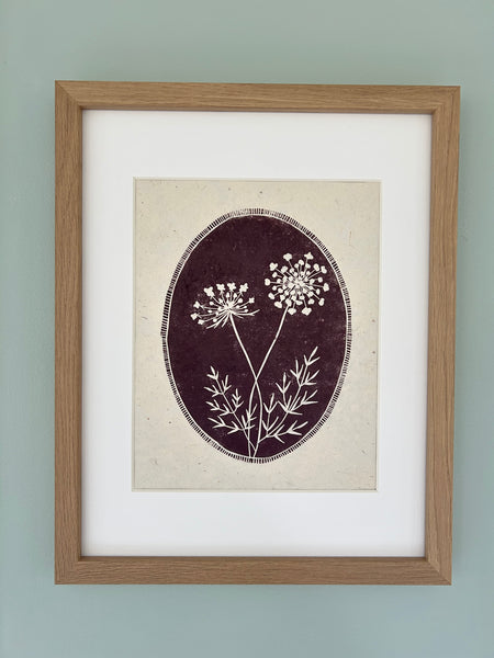 Queen Anne’s Lace Original Linocut Print