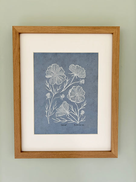 Cosmos Original Linocut Print