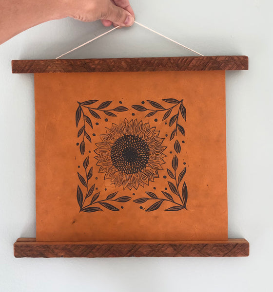 Sunflower Original Linocut Print