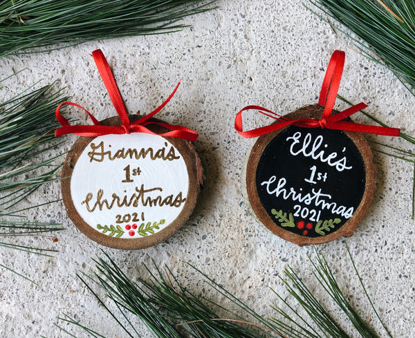 Baby's First Christmas // Hand Painted Ornament