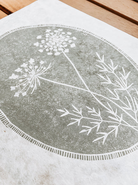 Queen Anne’s Lace Original Linocut Print