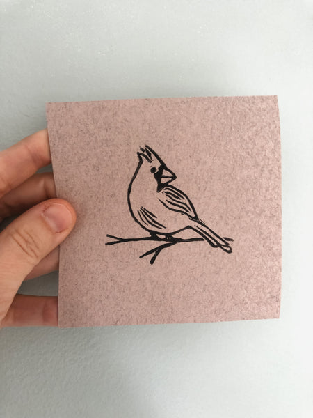 Cardinal Original Linocut print